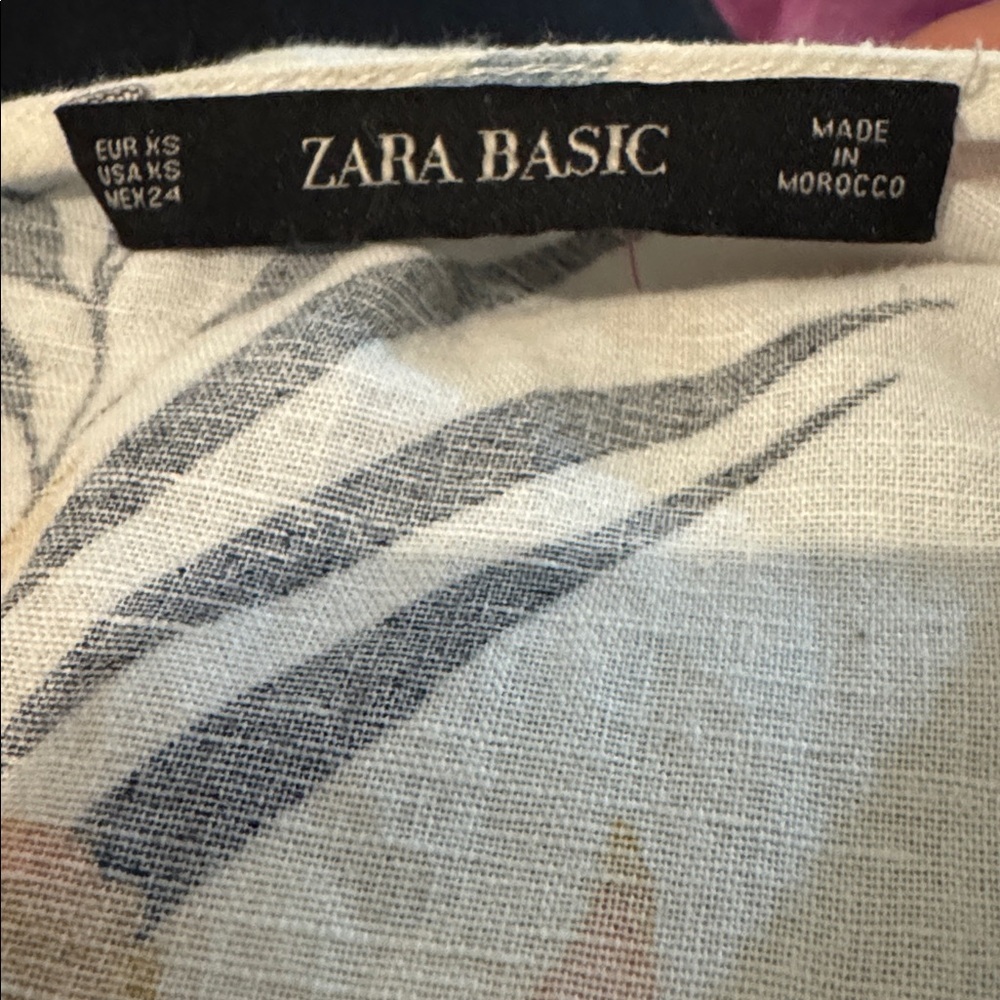 Zara Basic 100% Linen Tropical Floral Button Dress XS - Picture 7 of 9